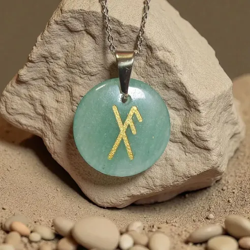 Talisman runique Chance - aventurine et rune chance
