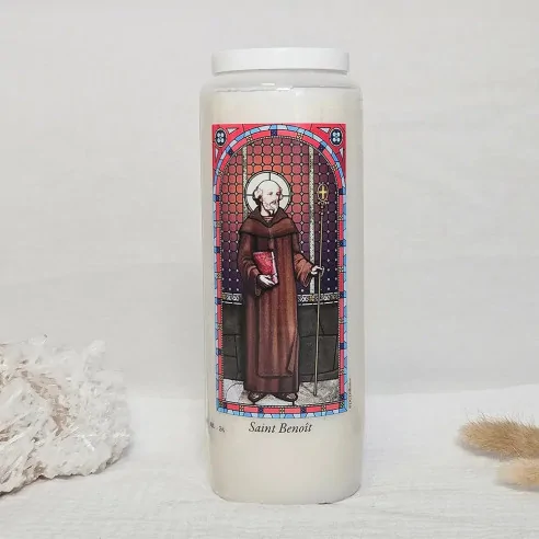Neuvaine Saint Benoît – Bougie vitrail de prière protectrice