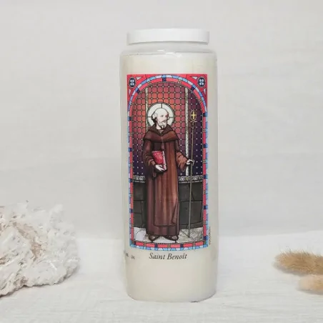 Neuvaine Saint Benoît – Bougie vitrail de prière protectrice