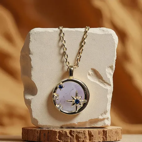 Collier Étoile en Argent Plaqué Or et Améthyste – Élégance & Mystère