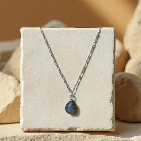Collier Labradorite facettée argent – Intuition & protection