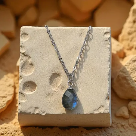 Collier Labradorite facettée argent – Intuition & protection