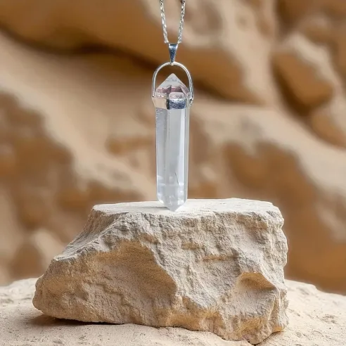 Pendentif Cristal de Roche Pointe – Énergie Pure et Clarté