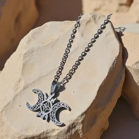 Collier Nœud Celtique Soleil & Lune – Acier inox équilibrant