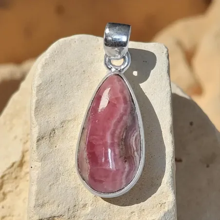Pendentif Rhodochrosite petite Goutte – Apaisement & Cœur