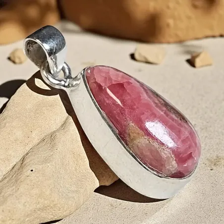 Pendentif Rhodochrosite petite Goutte – Apaisement & Cœur