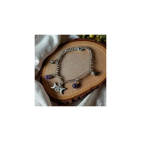 Bracelet Pentagramme Triple lune –Bijou ésotérique & féminin