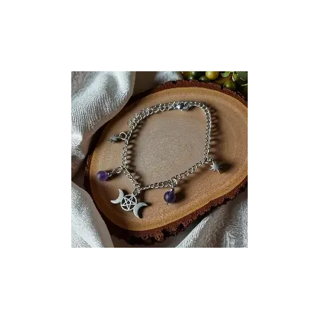 Bracelet Pentagramme Triple lune –Bijou ésotérique & féminin