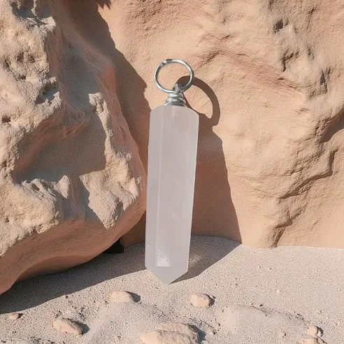 Pendentif Quartz Rose Pointe – Pierre de tendresse, guérison