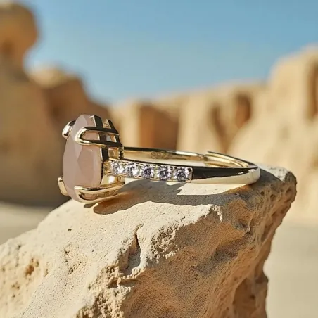 Bague Pierre de Soleil Goutte – Argent 925, éclat et énergie