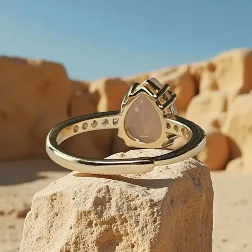 Bague Pierre de Soleil Goutte – Argent 925, éclat et énergie