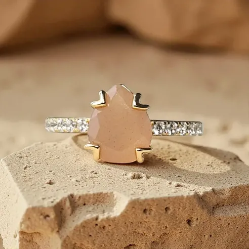 Bague Pierre de Soleil Goutte – Argent 925, éclat et énergie