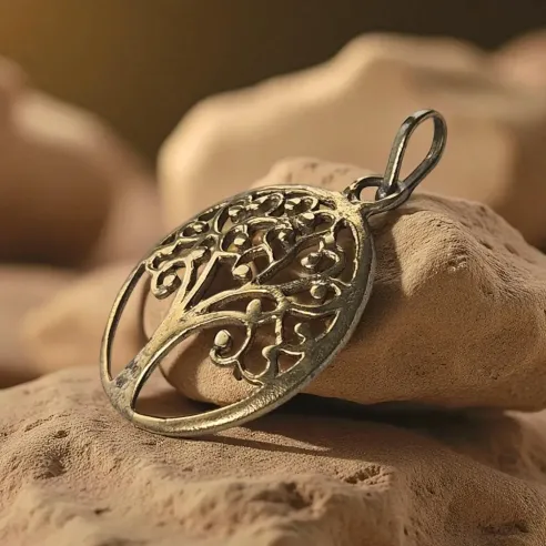 Pendentif arbre de vie laiton doré – symbole spirituel