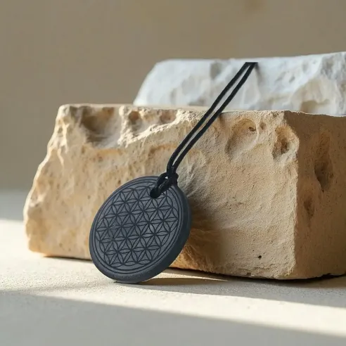 Pendentif fleur de vie shungite – Protection & géométrie sacrée