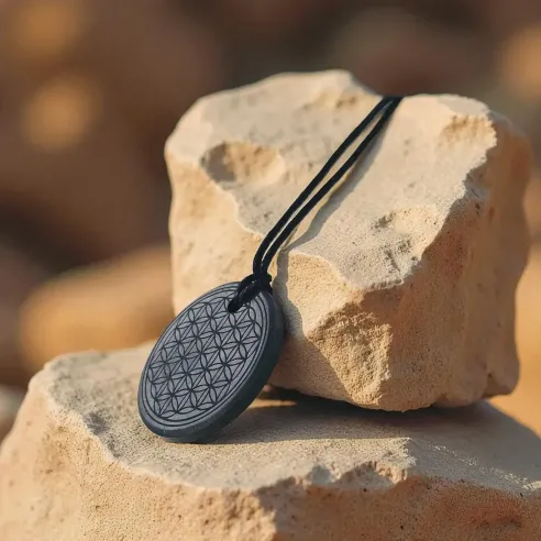 Pendentif fleur de vie shungite – Protection & géométrie sacrée