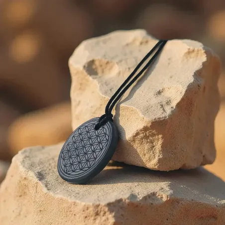 Pendentif fleur de vie shungite – Protection & géométrie sacrée