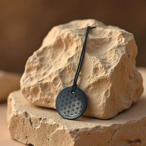 Pendentif fleur de vie shungite – Protection & géométrie sacrée