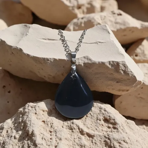 Pendentif obsidienne goutte – Protection puissante