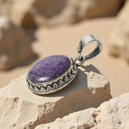 Pendentif Sugilite Ovale Argent – Guérison et Protection