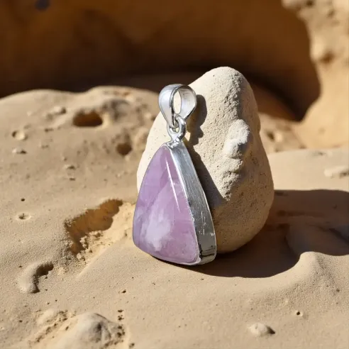 Pendentif en Kunzite Triangle – Amour inconditionnel