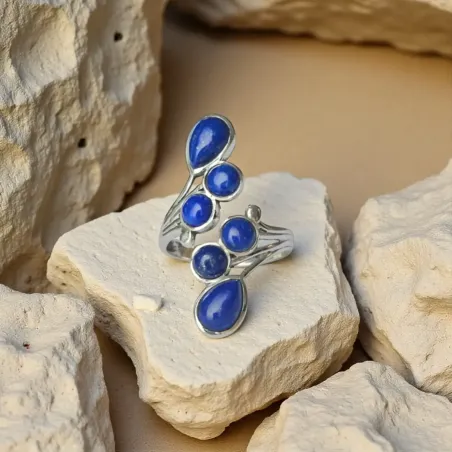 Bague Lapis Lazuli Gouttes – Intuition et expression de soi
