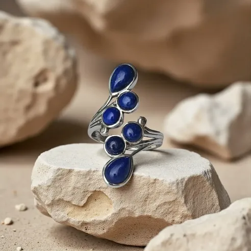 Bague Lapis Lazuli Gouttes – Intuition et expression de soi