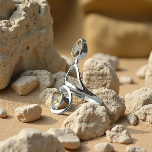 Bague Citrine – Argent Réglable, Vitalité & Abondance