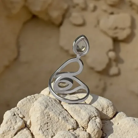 Bague Citrine – Argent Réglable, Vitalité & Abondance