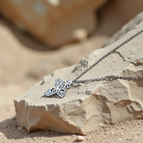 Collier Unalome Lotus – Acier Inoxydable, Symbole Spirituel