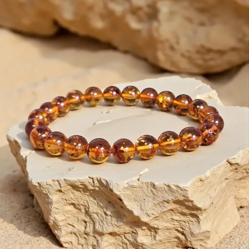 Bracelet en Ambre Brun – Chaleur & Apaisement