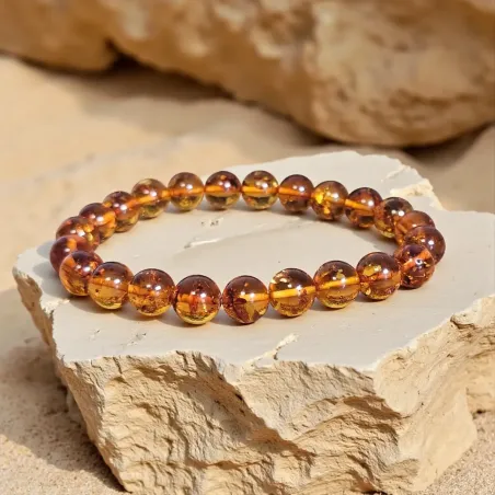 Bracelet en Ambre Brun – Chaleur & Apaisement