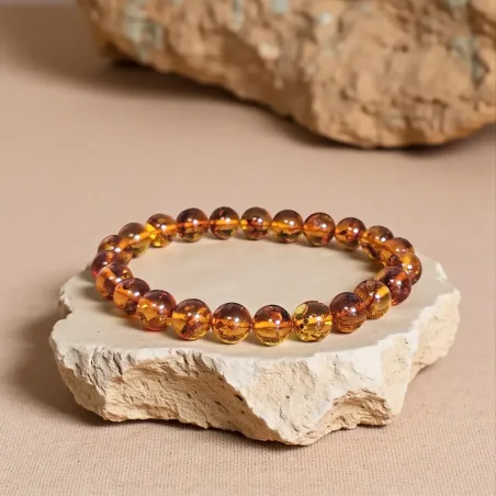 Bracelet en Ambre Brun – Chaleur & Apaisement