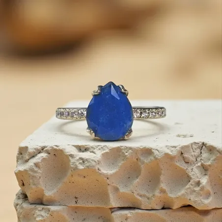 Bague Lapis Lazuli Strass – Intuition & élégance