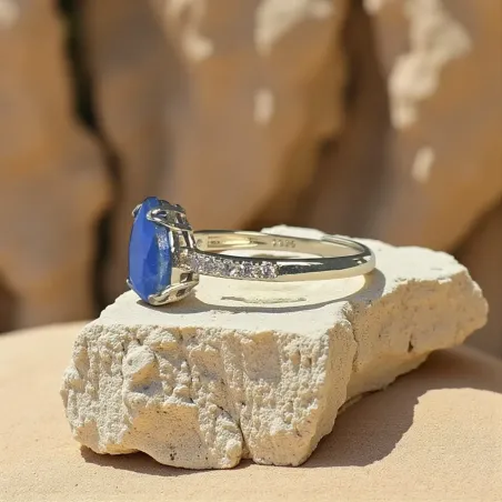 Bague Lapis Lazuli Strass – Intuition & élégance