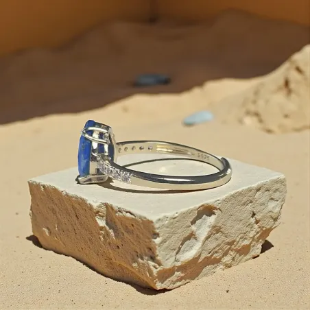Bague Lapis Lazuli Strass – Intuition & élégance