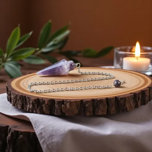 Pendule Goutte Améthyste naturelle – Guidance Spirituelle