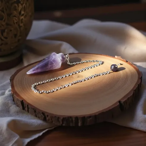 Pendule Goutte Améthyste naturelle – Guidance Spirituelle