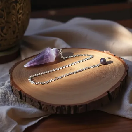 Pendule Goutte Améthyste naturelle – Guidance Spirituelle