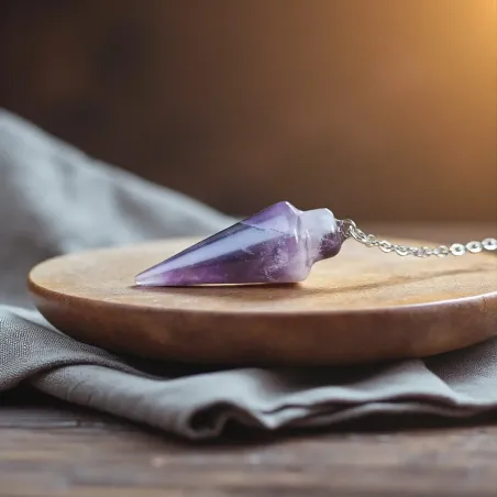 Pendule Goutte Améthyste naturelle – Guidance Spirituelle