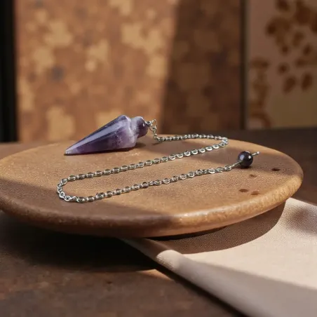 Pendule Goutte Améthyste naturelle – Guidance Spirituelle
