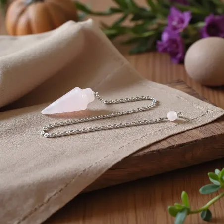 Pendule Goutte Quartz Rose – Radiesthésie & Harmonie du Cœur