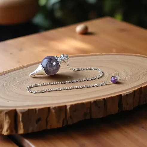 Pendule Boule Améthyste – Radiesthésie & Connexion Spirituelle
