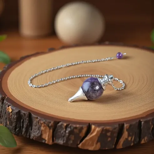 Pendule Boule Améthyste – Radiesthésie & Connexion Spirituelle