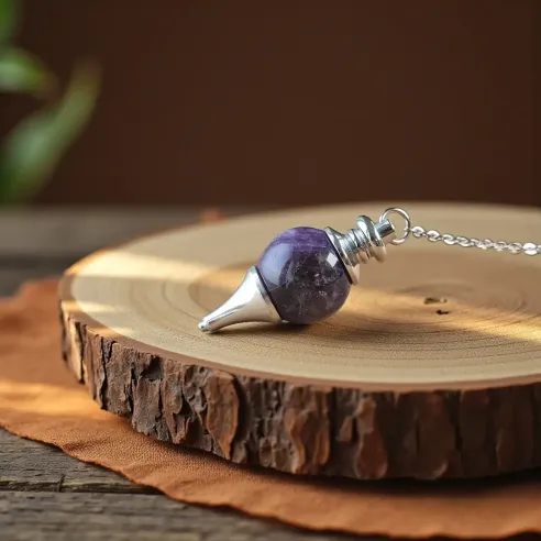 Pendule Boule Améthyste – Radiesthésie & Connexion Spirituelle