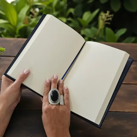 Grimoire Soleil embossé Bleu canard -carnet à personnaliser