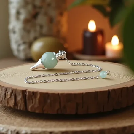 Pendule Boule Aventurine – Radiesthésie & Équilibre Émotionnel