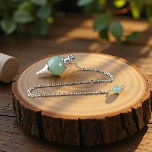 Pendule Boule Aventurine – Radiesthésie & Équilibre Émotionnel
