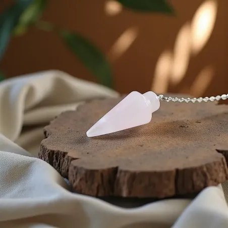 Pendule Goutte Quartz Rose – Radiesthésie & Harmonie du Cœur