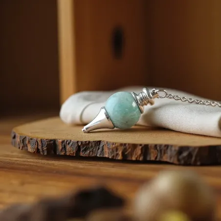 Pendule boule amazonite – radiesthésie & chakra gorge