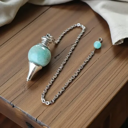 Pendule boule amazonite – radiesthésie & chakra gorge